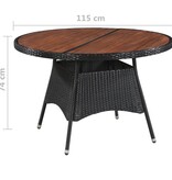 VidaXL Tuintafel 115x74 cm poly rattan en massief acaciahout