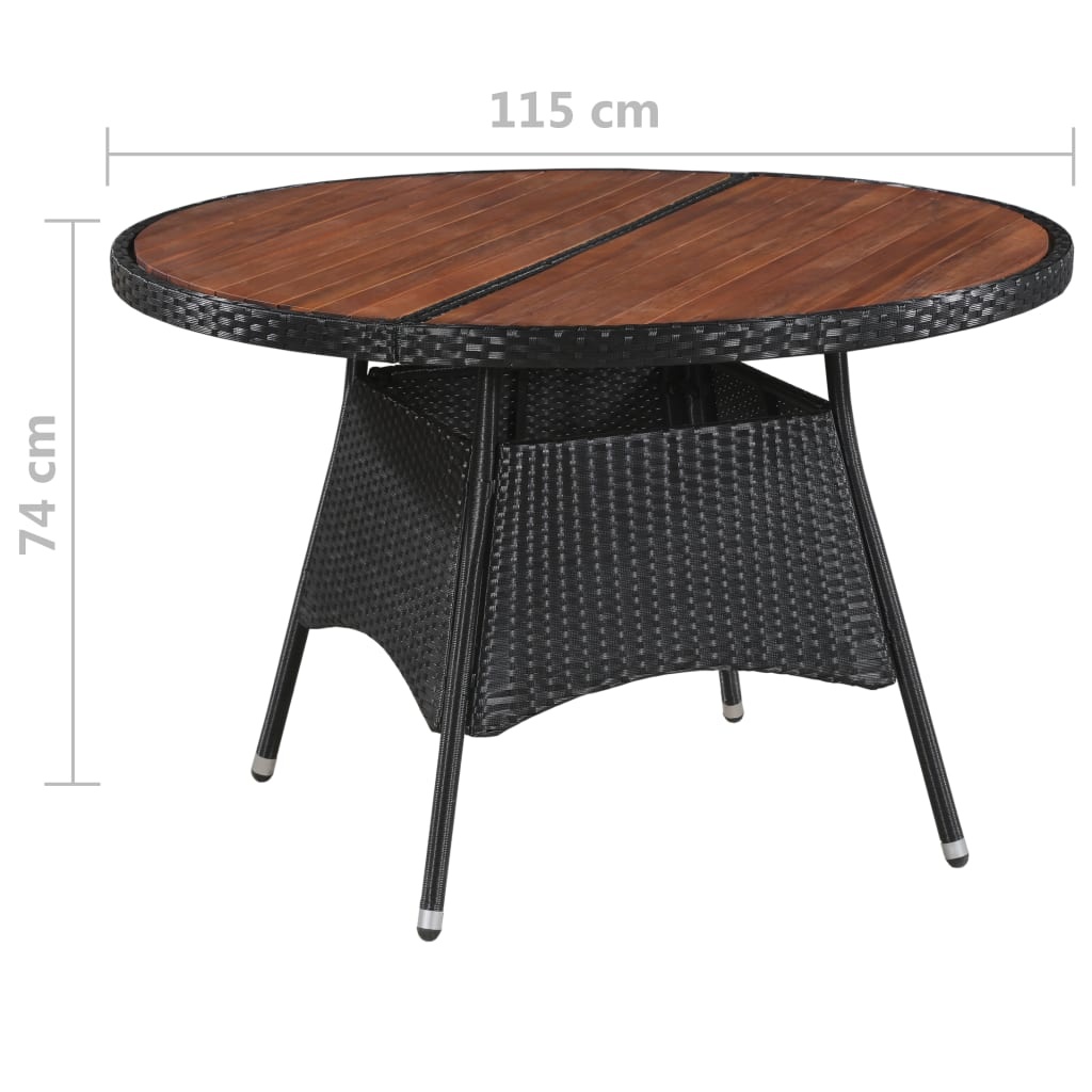 VidaXL Tuintafel 115x74 cm poly rattan en massief acaciahout