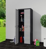 VidaXL Tuinkast met 3 schappen zwart en grijs