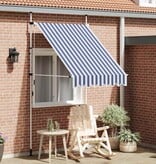 VidaXL Luifel handmatig uittrekbaar 150 cm blauw en witte strepen