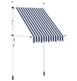 VidaXL Luifel handmatig uittrekbaar 150 cm blauw en witte strepen