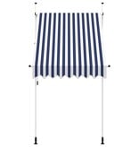 VidaXL Luifel handmatig uittrekbaar 150 cm blauw en witte strepen