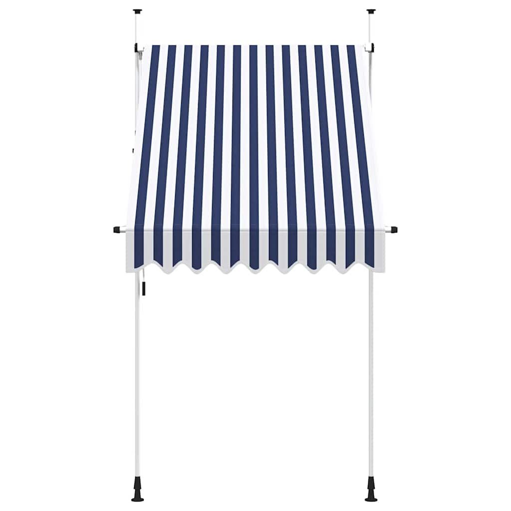 VidaXL Luifel handmatig uittrekbaar 150 cm blauw en witte strepen