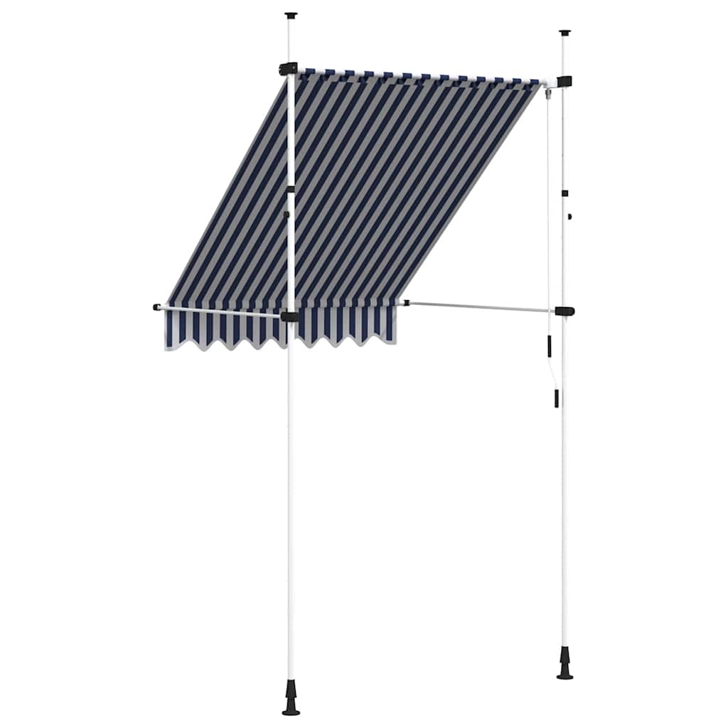VidaXL Luifel handmatig uittrekbaar 150 cm blauw en witte strepen