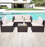 VidaXL 5-delige Loungeset met kussens poly rattan bruin