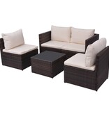 VidaXL 5-delige Loungeset met kussens poly rattan bruin
