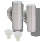 VidaXL LED-wandlamp buiten op-/neerwaarts RVS 2 st