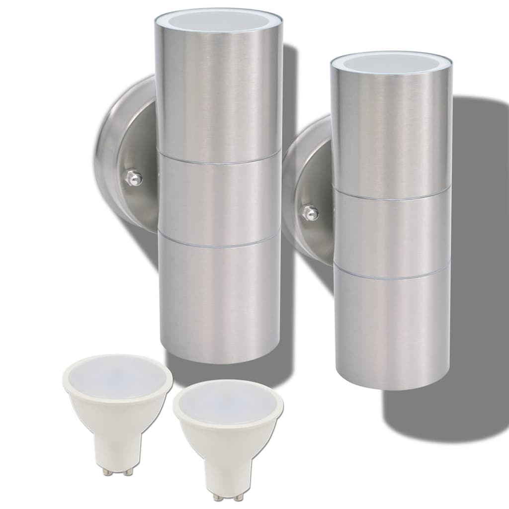 VidaXL LED-wandlamp buiten op-/neerwaarts RVS 2 st