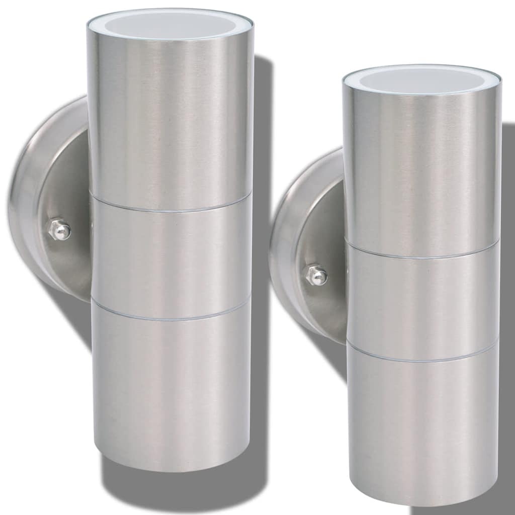 VidaXL LED-wandlamp buiten op-/neerwaarts RVS 2 st