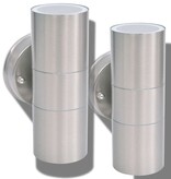 VidaXL LED-wandlamp buiten op-/neerwaarts RVS 2 st