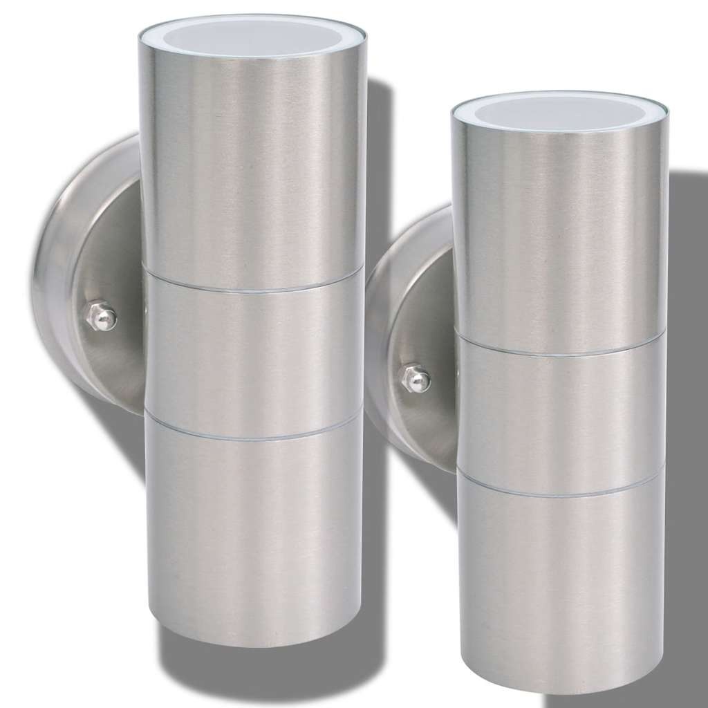 VidaXL LED-wandlamp buiten op-/neerwaarts RVS 2 st