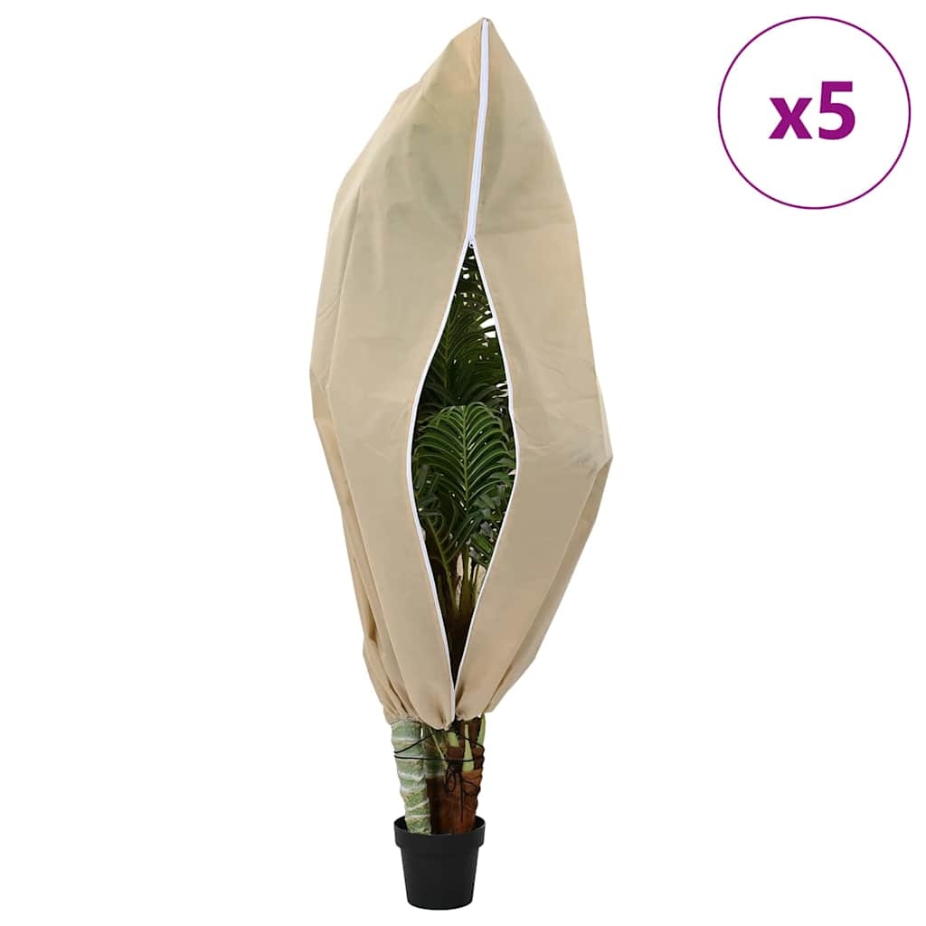 VidaXL Vorstbescherming Plantenfleece Covers 5 pcs Beige 1,55 x 1,55 m