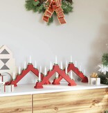 VidaXL Kerst Kaars Brug 3 pcs Rood 39.5 x 5 x 29 cm Massief grenenhout