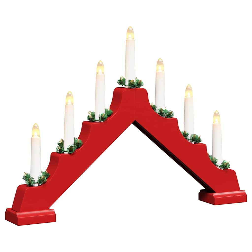 VidaXL Kerst Kaars Brug 3 pcs Rood 39.5 x 5 x 29 cm Massief grenenhout