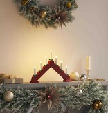 VidaXL Kerst Kaars Brug Rood 39.5 x 5 x 29 cm Massief grenenhout