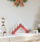 VidaXL Kerst Kaars Brug Rood 39.5 x 5 x 29 cm Massief grenenhout