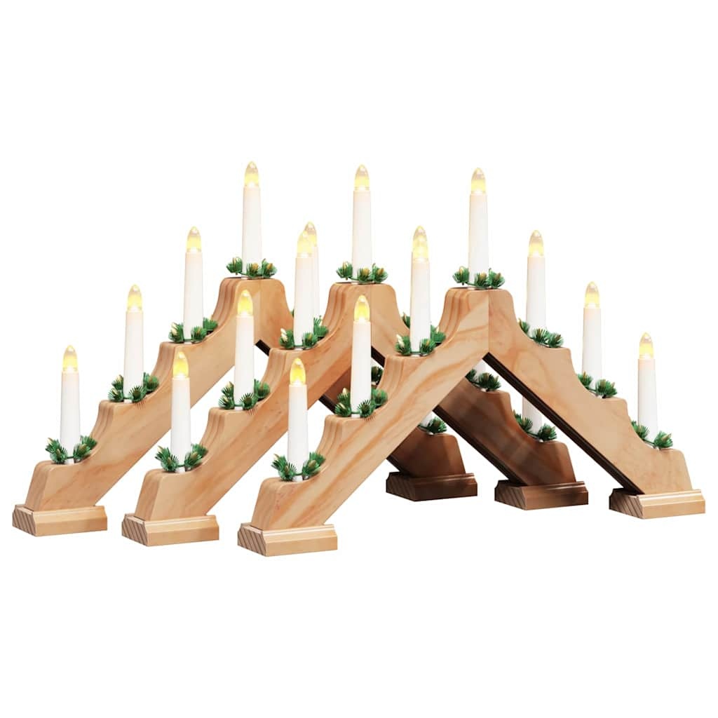 VidaXL Kerst Kaars Brug met 7 LED 3 pcs Bruin 39.5 x 5 x 29 cm