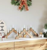 VidaXL Kerst Kaars Brug met 7 LED 3 pcs Bruin 39.5 x 5 x 29 cm