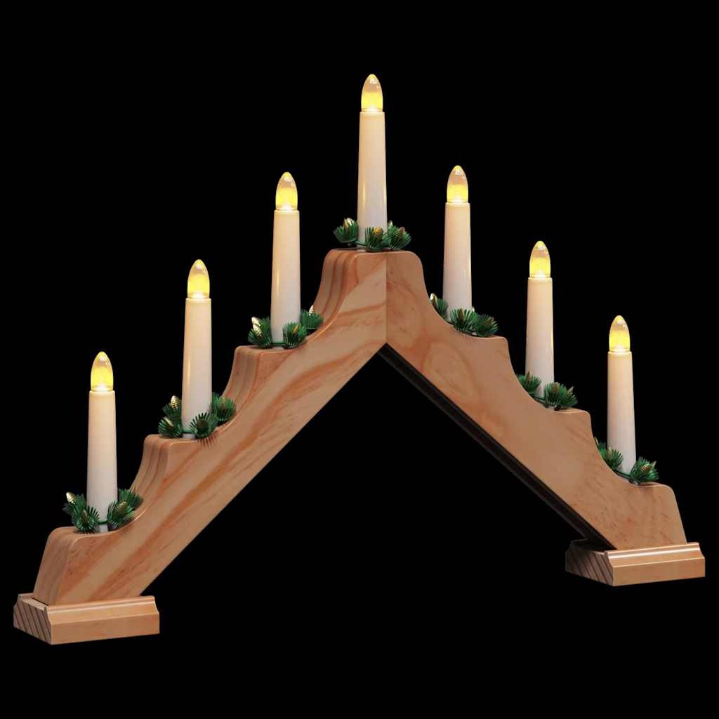 VidaXL Kerst Kaars Brug met 7 LED 3 pcs Bruin 39.5 x 5 x 29 cm