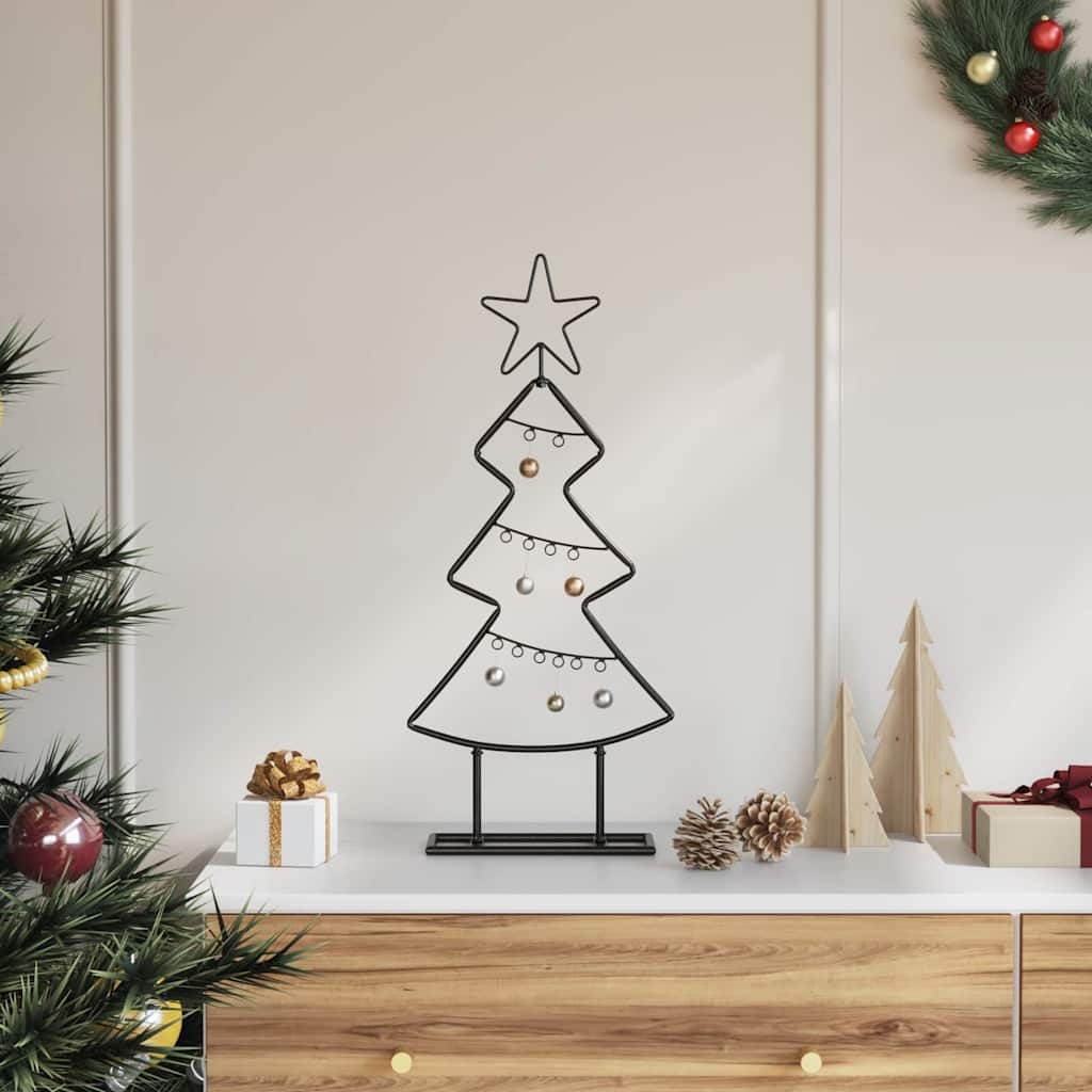 VidaXL Metalen kerstboom met standaard Zwart 60 cm Staal