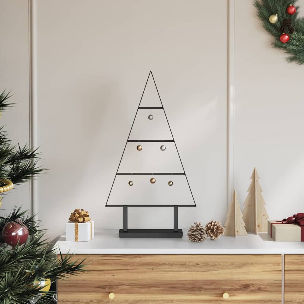 VidaXL Metalen kerstboom met standaard Zwart 60 cm Staal