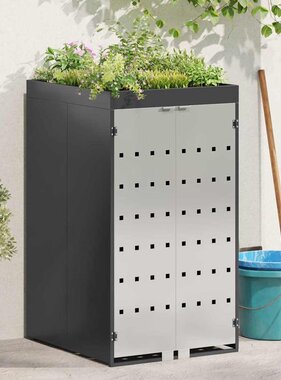 VidaXL Afvalcontaineropslag met plantenbakdak voor 240L container