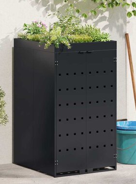 VidaXL Zwenkwagen Opslag met Plantenbakdak voor Enkel 240L Bak Zwart