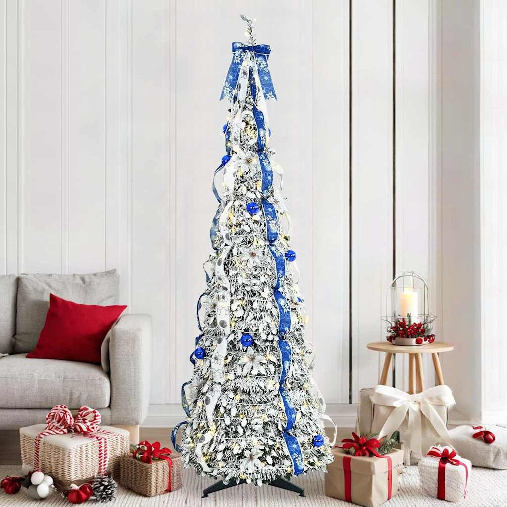 VidaXL Kunstkerstboom met 200 LED met standaard Groen 210 cm PVC