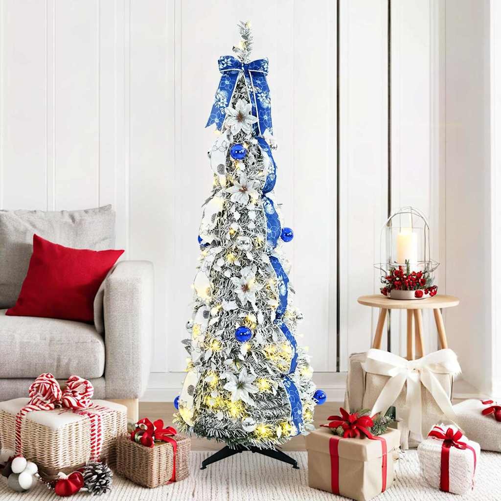 VidaXL Kunstkerstboom met 100 LED met standaard Groen 150 cm PVC