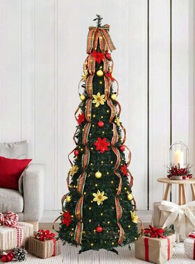 VidaXL Kunstkerstboom met 200 LED met standaard Groen 210 cm PVC