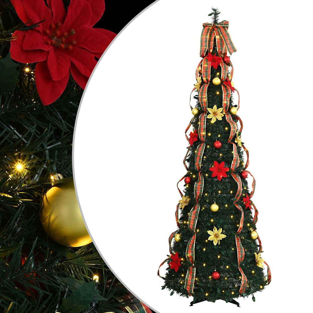 VidaXL Kunstkerstboom met 200 LED met standaard Groen 210 cm PVC