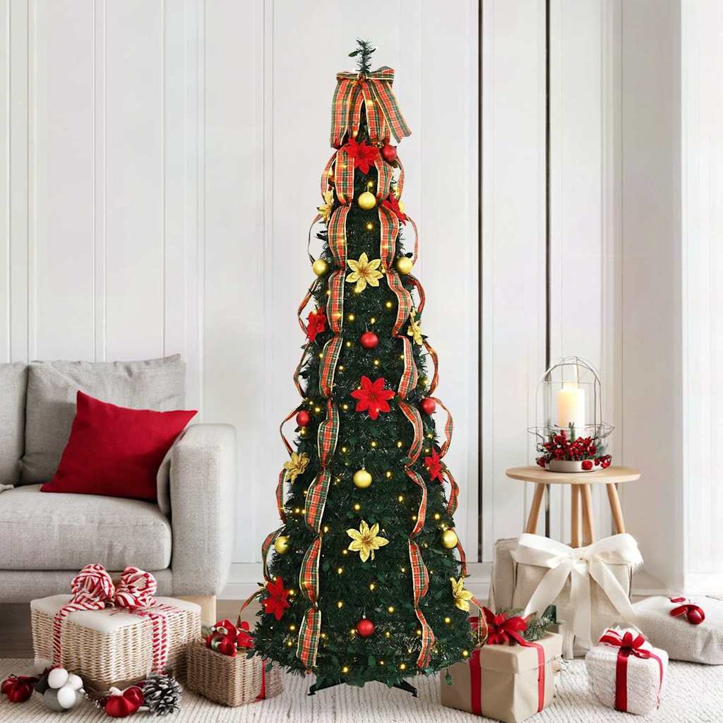 VidaXL Kunstkerstboom met 150 LED met standaard Groen 180 cm PVC
