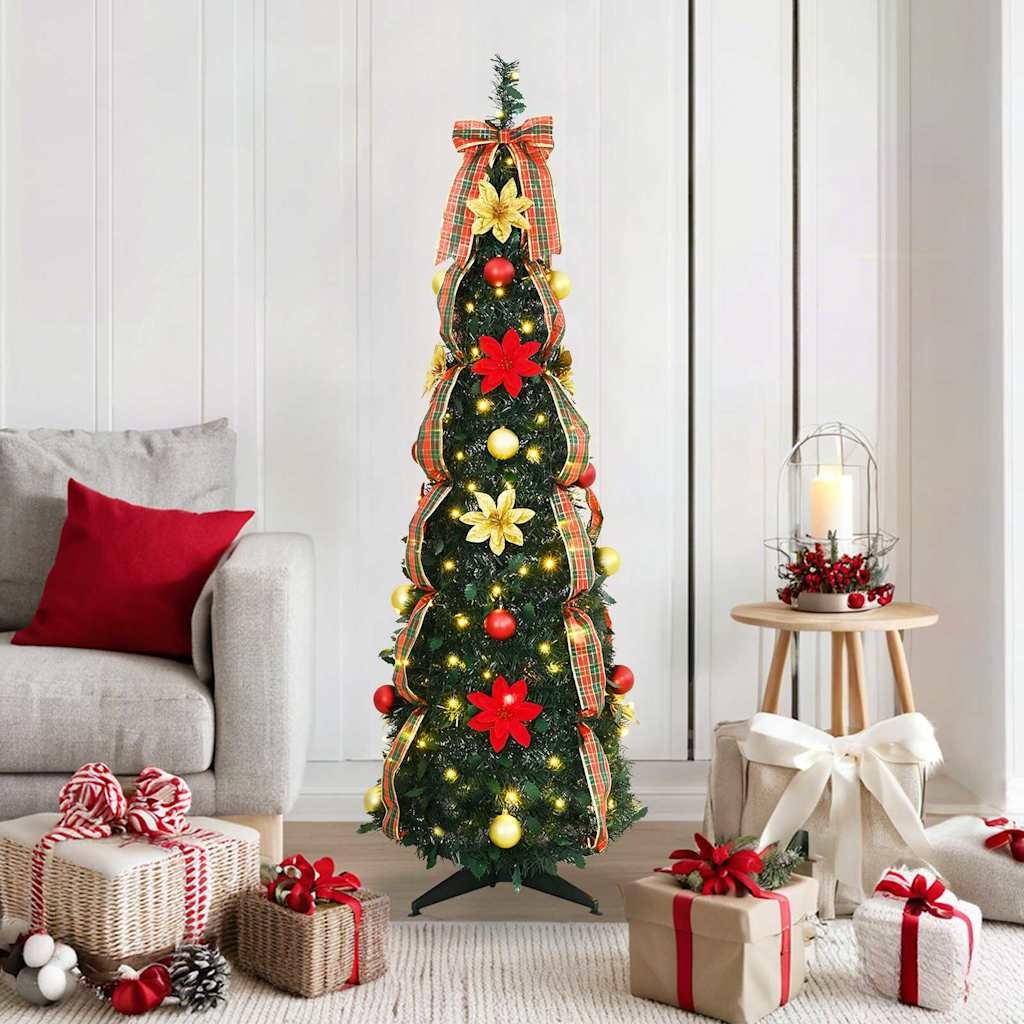 VidaXL Kunstkerstboom met 100 LED met standaard Groen 150 cm PVC