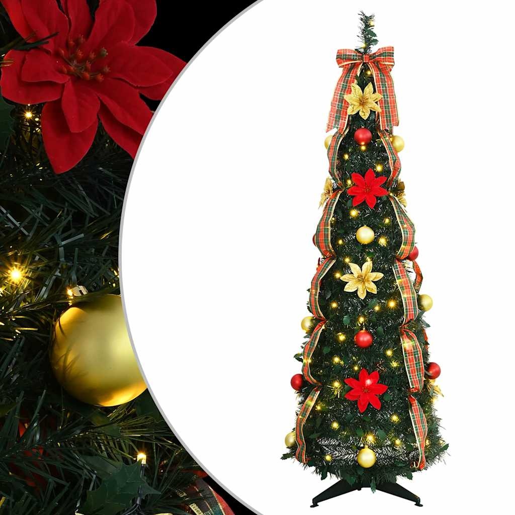 VidaXL Kunstkerstboom met 100 LED met standaard Groen 150 cm PVC