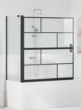 VidaXL Bad Douche Scherm Zwart en transparant 116 x 67 x 129.5 cm