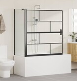 VidaXL Bad Douche Scherm Zwart en transparant 116 x 67 x 129.5 cm