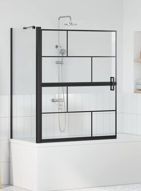 VidaXL Bad Douche Scherm Zwart en transparant 100 x 67 x 129.5 cm