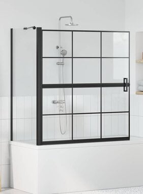 VidaXL Bad Douche Scherm Zwart en transparant 116 x 67 x 129.5 cm