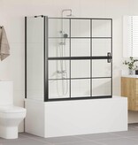VidaXL Bad Douche Scherm Zwart en transparant 116 x 67 x 129.5 cm