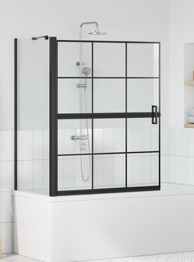 VidaXL Bad Douche Scherm Zwart en transparant 100 x 67 x 129.5 cm