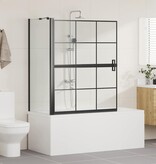 VidaXL Bad Douche Scherm Zwart en transparant 100 x 67 x 129.5 cm