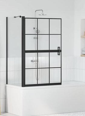 VidaXL Bad Douche Scherm Zwart en transparant 80 x 67 x 129.5 cm