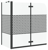 VidaXL Badomheining Zwart 120 x 67 x 129 cm Gelaagd Glas en Aluminium