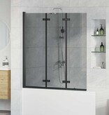 VidaXL Douche Omhulsel Zwart 130 x 138 cm ESG-glas en aluminium