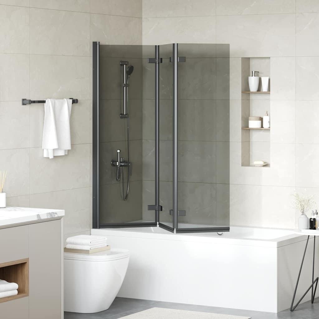 VidaXL Douche Omhulsel Zwart 130 x 138 cm ESG-glas en aluminium