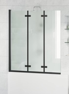 VidaXL Douche Omhulsel Zwart 130 x 138 cm ESG-glas en aluminium