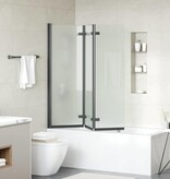 VidaXL Douche Omhulsel Zwart 130 x 138 cm ESG-glas en aluminium