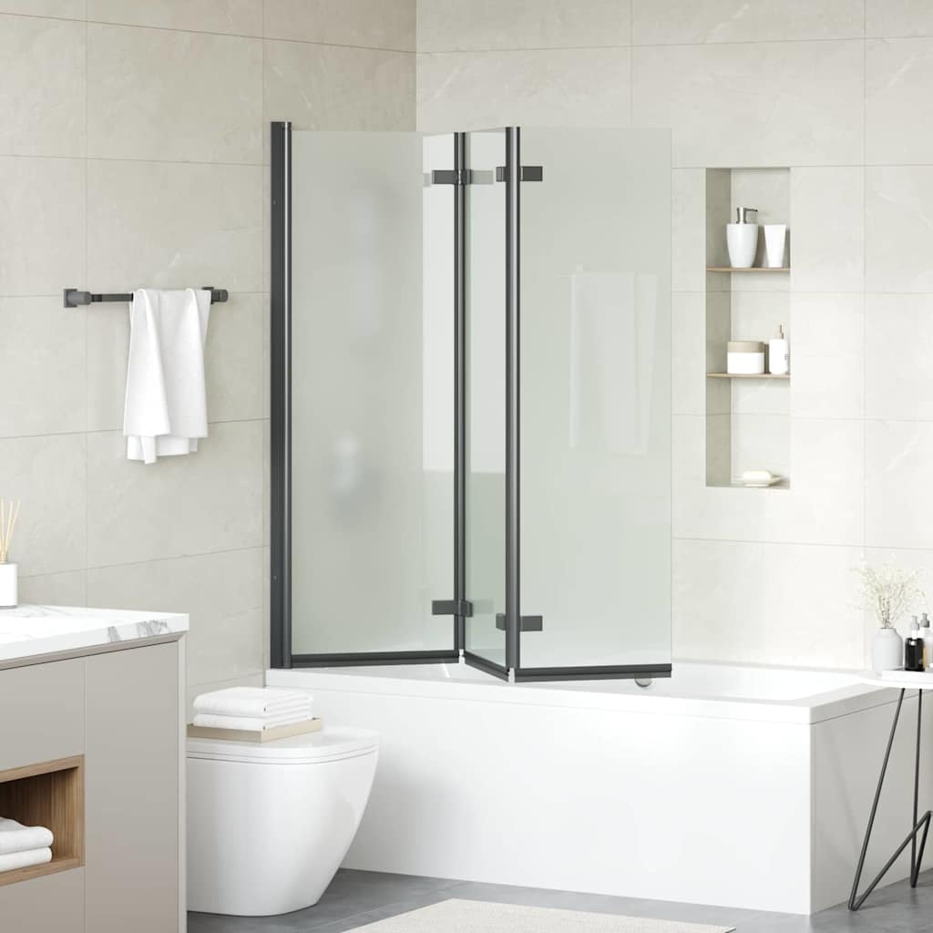 VidaXL Douche Omhulsel Zwart 130 x 138 cm ESG-glas en aluminium