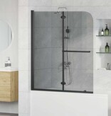 VidaXL Douche Omhulsel Zwart 95 x 140 cm ESG-glas en aluminium