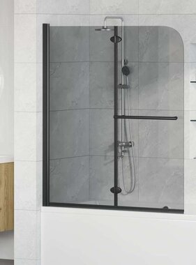 VidaXL Douche Omhulsel Zwart 95 x 140 cm ESG-glas en aluminium